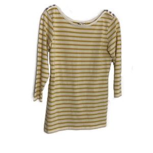 Matilda Jane Boat Neck Button Trim Striped Top M